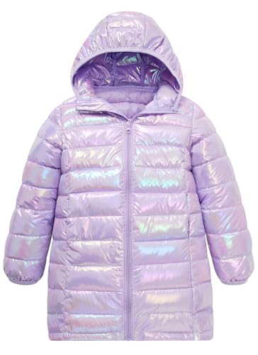 ALISISTER Mädchen Mäntel Pufferjacke Winterjacke mit Kapuze Winddicht Farbverlauf Lila für 11-12 Jahre von ALISISTER