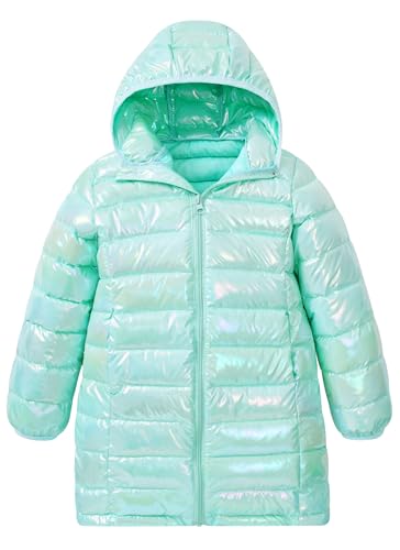ALISISTER Mädchen Mäntel Winterjacke Glänzend Metallic Bunt Grün Pufferjacke Warm mit Taschen für 11-12 Jahre von ALISISTER