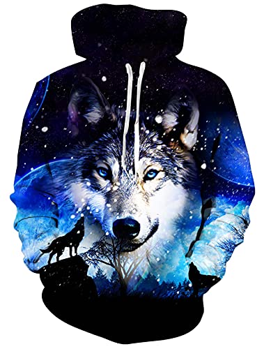 ALISISTER Unisex 3D Hoodie Kapuzenpullover Personalisiert Galaxis Wolf Muster Hooded Pullover Sweatshirt Herren Damen Herbst Winter Langarm Kapuzenpullis mit Fleece-Futter S ALISISTER Unisex 3D Hoodie Kapuzenpullover Personalisiert Galaxis Wolf Muster Hooded Pullover Sweatshirt Herren Damen Herbst Winter Langarm Kapuzenpullis mit Fleece-Futter S von ALISISTER