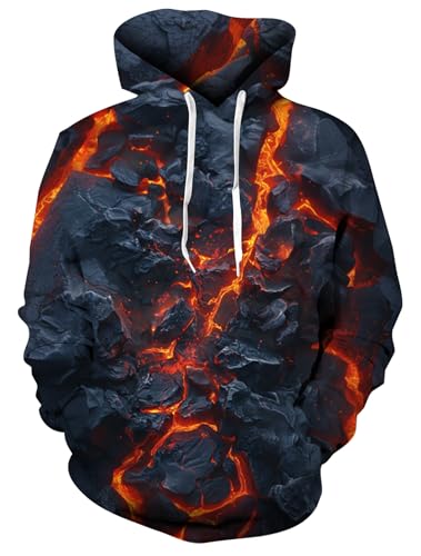 ALISISTER Unisex 3D Hoodie Lava Grafik Gedruckt Leichte Langarm Tasche Pullover Kapuzen Sweatshirt M von ALISISTER