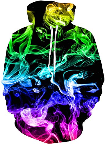ALISISTER Unisex 3D Kapuzenpullover Buntes Rauchen Bedruckte Pullover Hoodies Frauen Männer Langarm Drawstring Taschen Fleece-Innenseite Kapuzen-Sweatshirt XL von ALISISTER