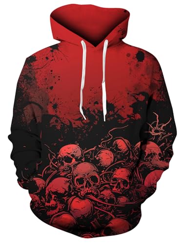 ALISISTER Unisex Kapuzenpullover Lustig 3D Rot Bloody Muster Pullover Hoodie Herren Damen Langarm Pullover mit Kapuze Sweatshirt für Halloween Party M von ALISISTER