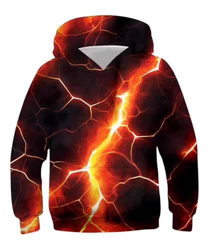 ALISISTER Unisex Kinder Hoodie 3D Blitz Drucken Kapuzenpullover Jungen Mädchen Herbst Winter Langarm Hooded Sweatshirt XL von ALISISTER
