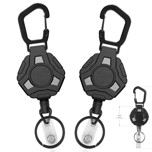 ALISMDZZ | Schlüsselanhänger Ausziehbar einziehbarer ausweishalter schlüssel karabiner mit 80cm Einziehbarer Stahlseil für Kartenhalter, Gürtelclip und ID Ausweishaspel 10OZ (2) von ALISMDZZ