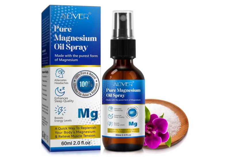 ALIVER Gesichts- und Körperspray Pure Magnesiumöl Spray für Sport Muskel Entspannung 60ml, 1-tlg., 60ML von ALIVER