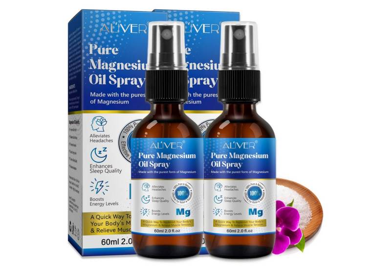 ALIVER Gesichts- und Körperspray Pure Magnesiumöl Spray für Sport Muskel Entspannung 60ml, 2-tlg., 60ML von ALIVER