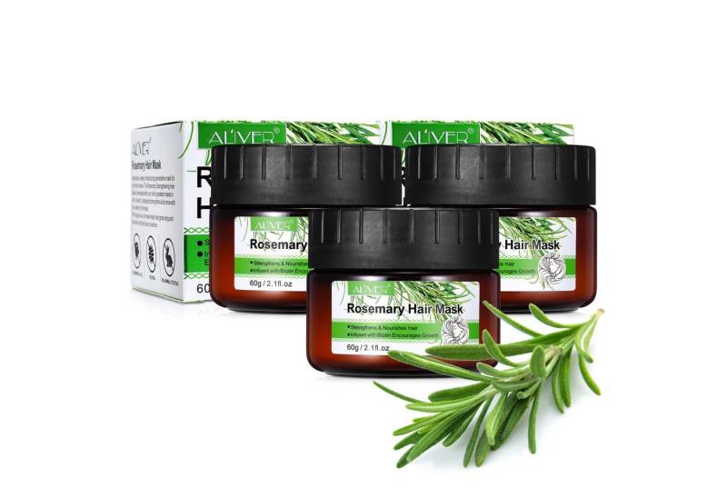 ALIVER Haarmaske Haarkur Haarpflege Rosmarin trockenes krauses gefärbtes Haar Bio Vegan, 3-tlg. von ALIVER