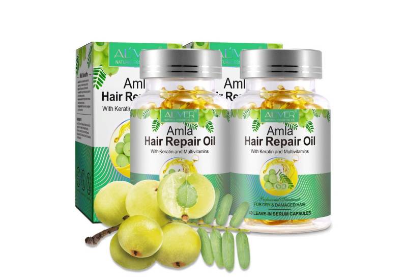 ALIVER Haaröl Amlaöl mit Keratin Haarwachstum gegen Haarausfall in Kapseln Bio Vegan, 2-tlg. von ALIVER
