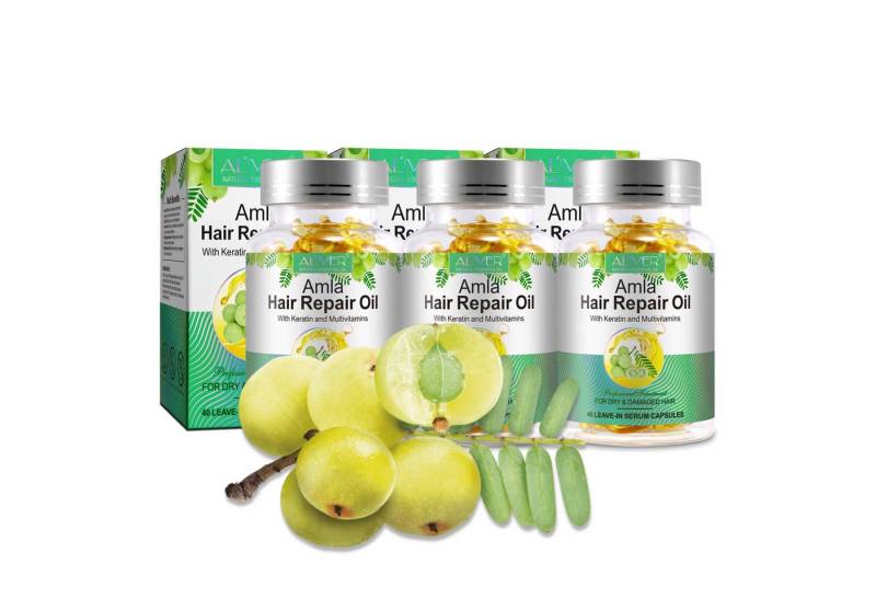 ALIVER Haaröl Amlaöl mit Keratin Haarwachstum gegen Haarausfall in Kapseln Bio Vegan, 3-tlg. von ALIVER