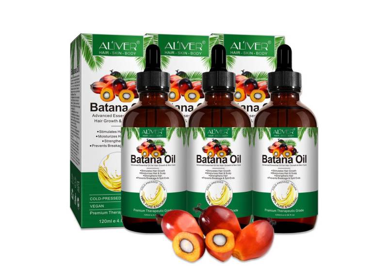 ALIVER Haaröl Batana Öl für Haare Haarwachstum Gesicht Haut Nägel Vegan 120ml, 3-tlg., 100% natürliche Inhaltsstoffe, Alkoholfrei, Ammoniakfrei von ALIVER