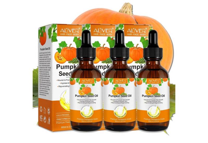 ALIVER Haaröl Kürbiskern Haaröl Haarwachstum Wimpern Bart Nägel Bio Vegan Aliver, 3-tlg., Vegan von ALIVER