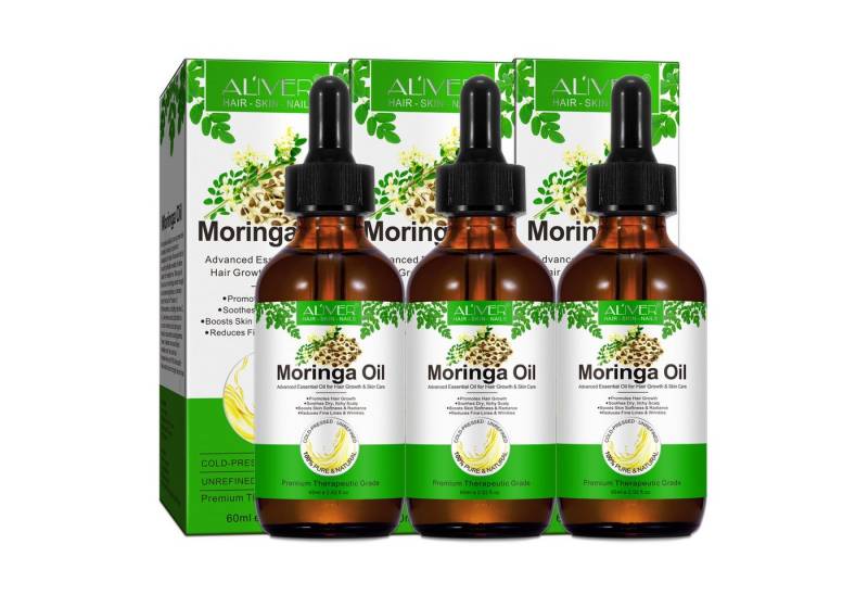 ALIVER Haaröl Moringa Öl Pflegeöl Haaröl Hautöl für Haare Haut Gesicht Natürlich, 3-tlg., Haaröl, Haarpflege, Hautpflege, Aliver von ALIVER