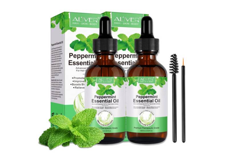 ALIVER Haaröl Pfefferminzöl Ätherisches Haaröl Hautöl Massageöl Bio Vegan Aliver, 2-tlg., Vegan von ALIVER