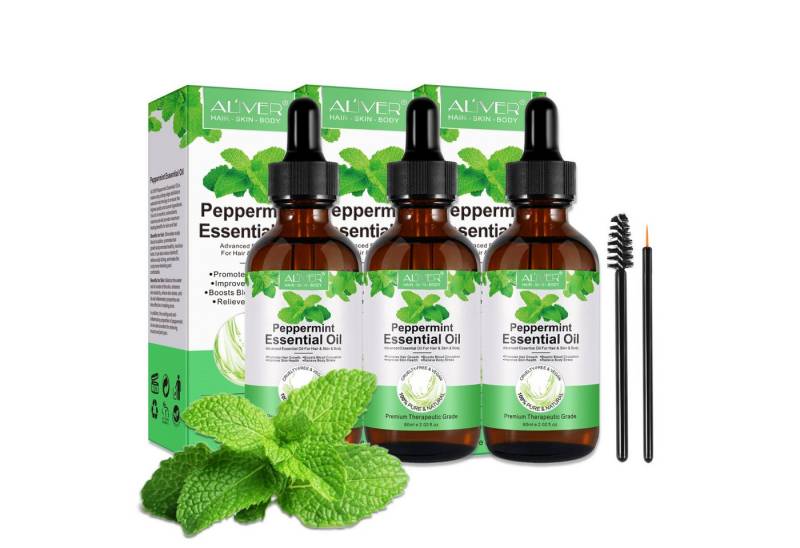 ALIVER Haaröl Pfefferminzöl Ätherisches Haaröl Hautöl Massageöl Bio Vegan Aliver, 3-tlg., Vegan von ALIVER