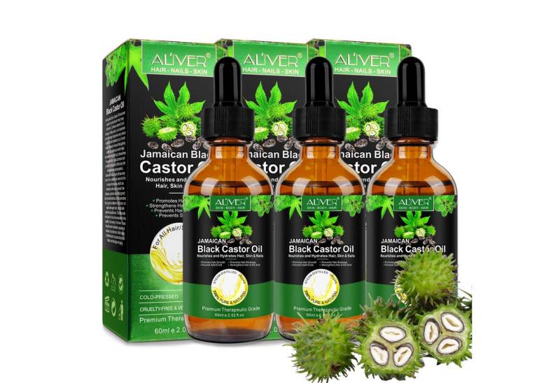 ALIVER Haaröl Rizinus Haaröl Haut Wimpern 60ml Bio Vegan Aliver, 3-tlg., Vegan und Bio von ALIVER