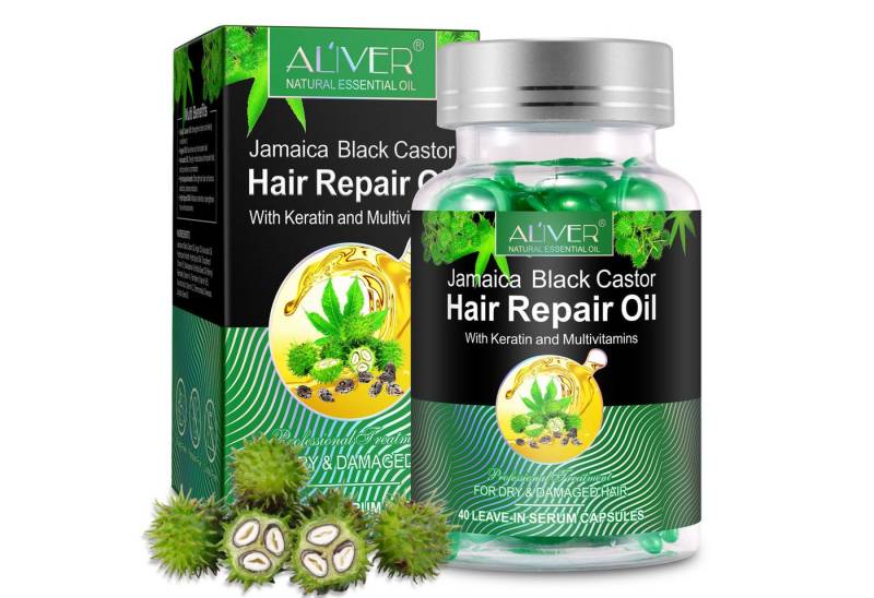 ALIVER Haaröl Rizinusöl Haarwachstum Haarpflege in Kapseln Bart Bio Vegan, 1-tlg. von ALIVER