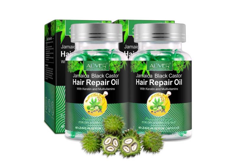 ALIVER Haaröl Rizinusöl Haarwachstum Haarpflege in Kapseln Bart Bio Vegan, 2-tlg. von ALIVER