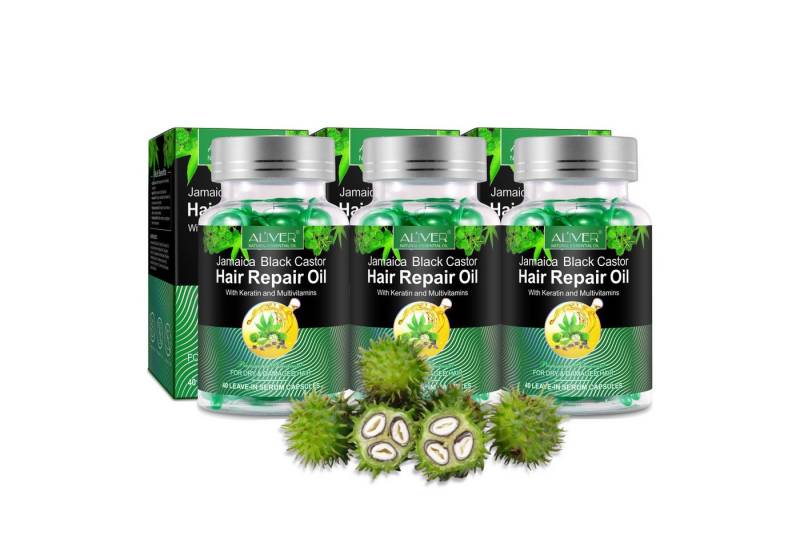 ALIVER Haaröl Rizinusöl Haarwachstum Haarpflege in Kapseln Bart Bio Vegan, 3-tlg. von ALIVER