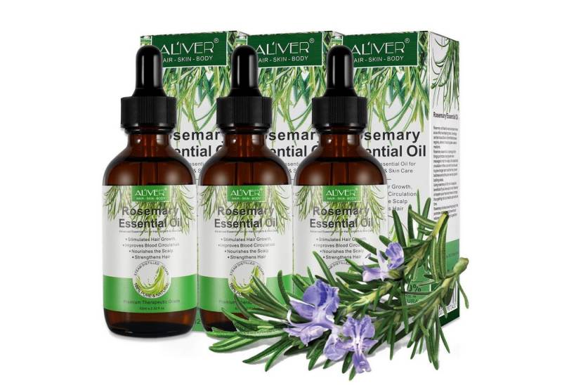 ALIVER Haaröl Rosmarinöl Ätherisches Haaröl Haarwachstum 60xML Bio Vegan Aliver, 3-tlg., Vegan von ALIVER