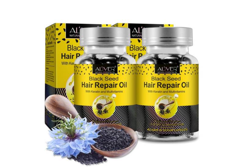 ALIVER Haaröl Schwarzkümmelöl Haarwachstum Kopfhaut Haarpflege in Kapseln Bio Vegan, 2-tlg. von ALIVER