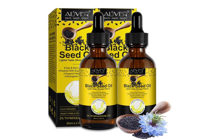 ALIVER Haaröl Schwarzkümmelöl Hautöl Haaröl Bio Vegan Aliver, 2-tlg., Haarwachstumsmittel, Haaröl von ALIVER
