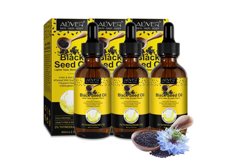 ALIVER Haaröl Schwarzkümmelöl Hautöl Haaröl Bio Vegan Aliver, 3-tlg., Haarwachstumsmittel, Haaröl von ALIVER
