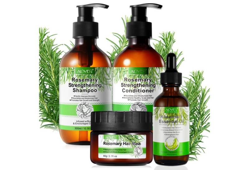 ALIVER Haarpflege-Set Rosmarin Set Shampoo Conditioner Haarmaske Haaröl Haarwachstum Vegan von ALIVER