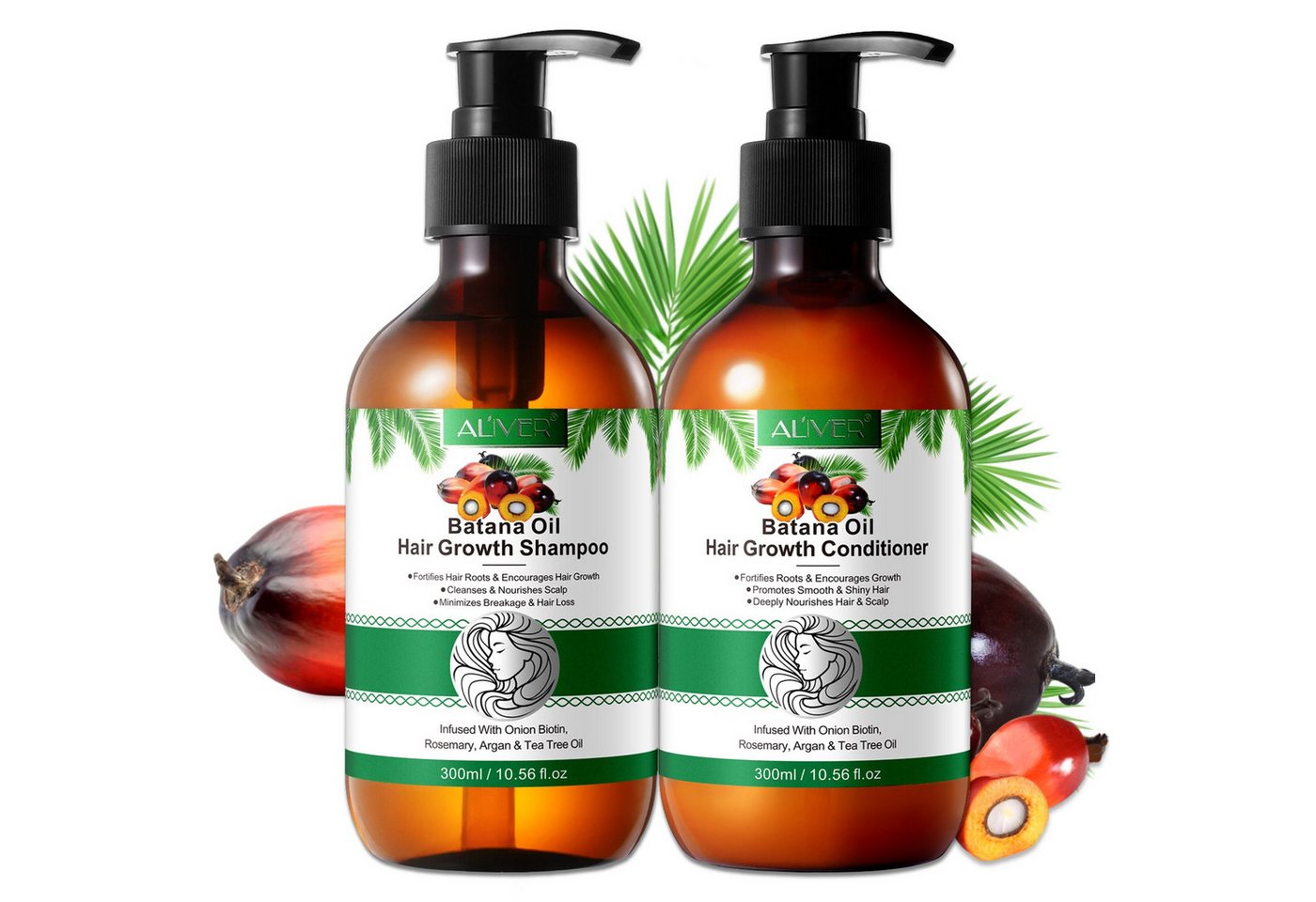 ALIVER Haarpflege-Set Set Batana Haar Shampoo Conditioner Öl Haaröl Haarwachstum Vegan, Haarpflege, Haarwachstum,Kopfhautpflege von ALIVER