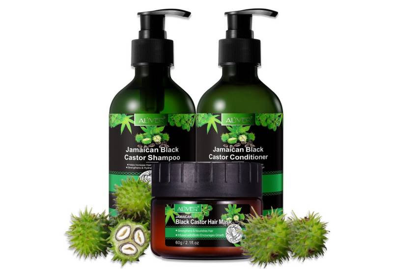 ALIVER Haarpflege-Set Shampoo Conditioner Haarmaske Haaröl Rizinus Vegan von ALIVER