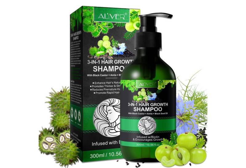 ALIVER Haarpflege-Set Shampoo Conditioner Haaröl mit Biotin Rizinus Amla Schwarzkümmel, Vegan von ALIVER