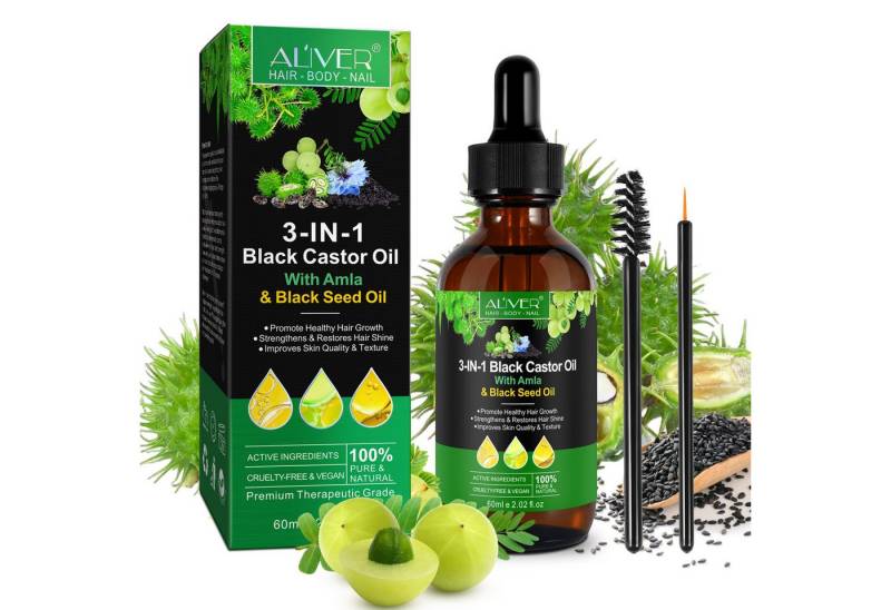 ALIVER Haarpflege-Set Shampoo Conditioner Haaröl mit Biotin Rizinus Amla Schwarzkümmel, Vegan von ALIVER