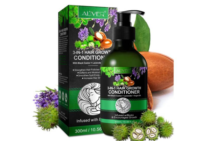 ALIVER Haarpflege-Set Shampoo Conditioner Haaröl mit Biotin Rizinus Lavendel Argan Öl von ALIVER