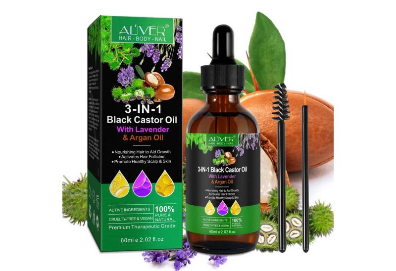 ALIVER Haarpflege-Set Shampoo Conditioner Haaröl mit Biotin Rizinus Lavendel Argan Öl von ALIVER