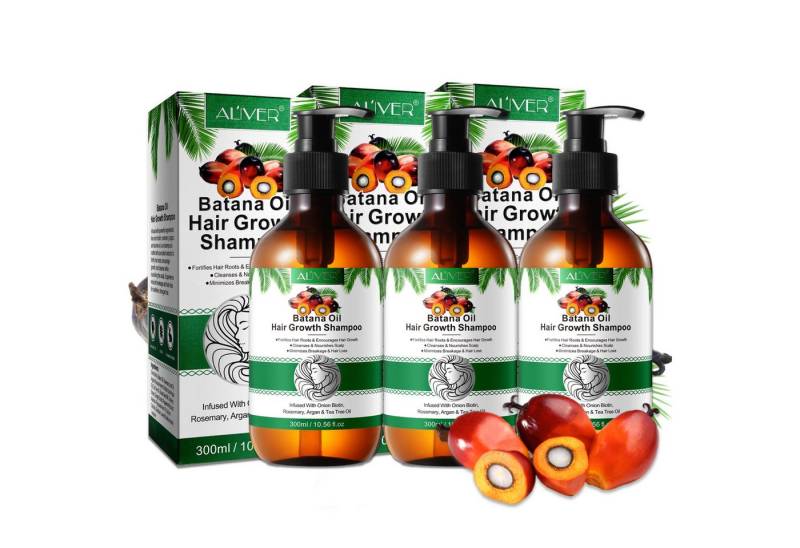 ALIVER Haarshampoo Batana mit Rosmarin Haarwachstum Kopfhaut Pflege anti Haarausfall, 3-tlg., Anti-Frizz, Entwirrend, Feuchtigkeitsspendend von ALIVER