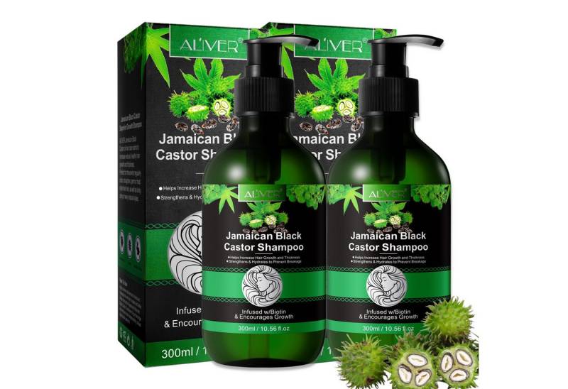 ALIVER Haarshampoo Shampoo Rizinusöl Kopfhaut Pflege Haarwachstum Vegan Aliver, 2-tlg., Vegan von ALIVER