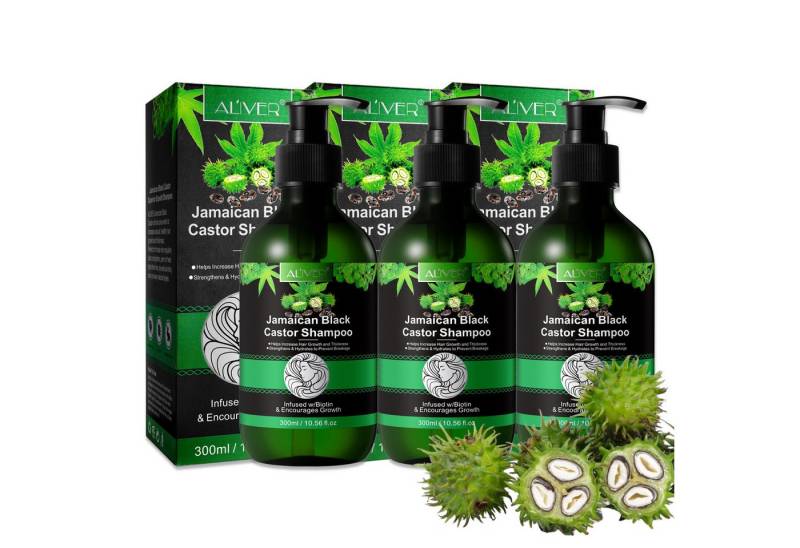 ALIVER Haarshampoo Shampoo Rizinusöl Kopfhaut Pflege Haarwachstum Vegan Aliver, 3-tlg., Vegan von ALIVER