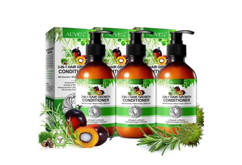 ALIVER Haarspülung Haar Conditioner Haarpflege mit Biotin Rosmarin Rizinus Batana Öl, 3-tlg. von ALIVER