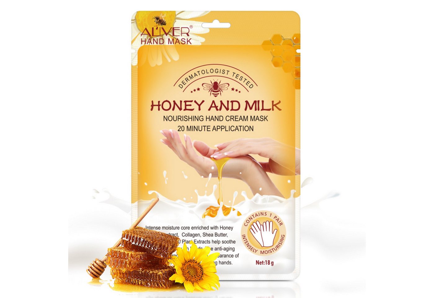 ALIVER Handcreme Pflegecreme Handmaske Honig Milchextrakt Aliver, 1-tlg. ALIVER Handcreme Pflegecreme Handmaske Honig Milchextrakt Aliver, 1-tlg. von ALIVER