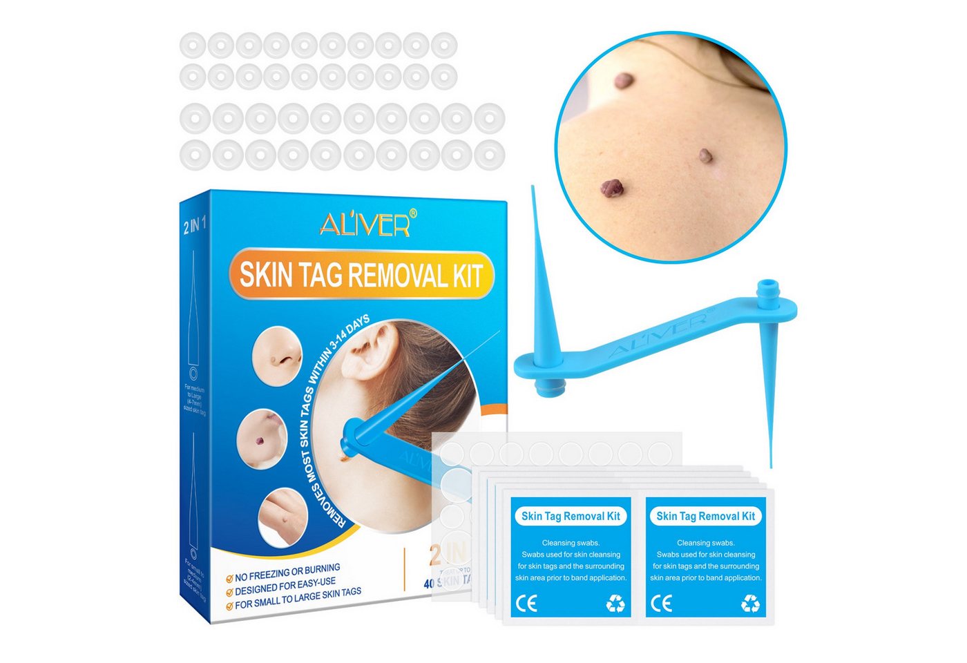 ALIVER Warzen-Behandlungsstift Entferner Anti Stielwarze Warzenentferner Skin Tag Removal Set 2in1, 1-tlg., Hautanhängsels Entferner, 2-IN-1 SKIN TAG REMOVAL KIT, Aliver von ALIVER