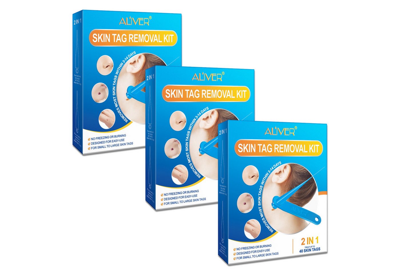 ALIVER Warzen-Behandlungsstift Entferner Anti Stielwarze Warzenentferner Skin Tag Removal Set 2in1, 3-tlg., Hautanhängsels Entferner, 2-IN-1 SKIN TAG REMOVAL KIT, Aliver von ALIVER