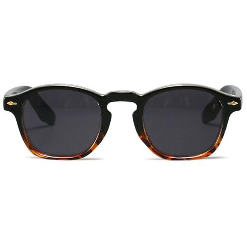 ALKAHE Getönte Lesebrille mit Sonnenschutz Grau Linse - Rechteck Sonnen Lesehilfe Sehhilfe Damen Herren UV400 Schutz Sonnenlesebirlle Schwarz Schildpatt Brille 1.0 von ALKAHE