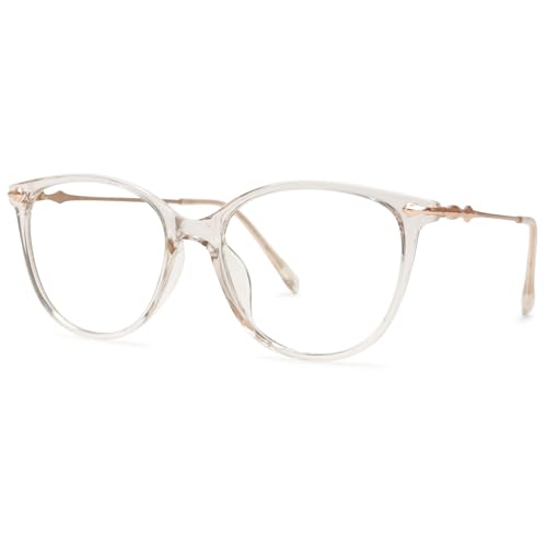 ALKAHE Katzenauge Große Lesebrille für Damen Herren Mode Unisex Hornbrille - Oval Anti Blaulicht Lesehilfe Leicht Sehhilfe Computer Brille mit Blaulichtfilter Transparent Braun Brille 3.0 von ALKAHE