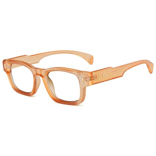 ALKAHE Klassisch Rechteck Lesebrille mit Blaulichtfilter Damen Herren Dicker Rahmen Lesehilfe Schmal Sehhilfe Anti Blaulicht Brille Transparentes Orange Rahmen Brillen 3.5 von ALKAHE