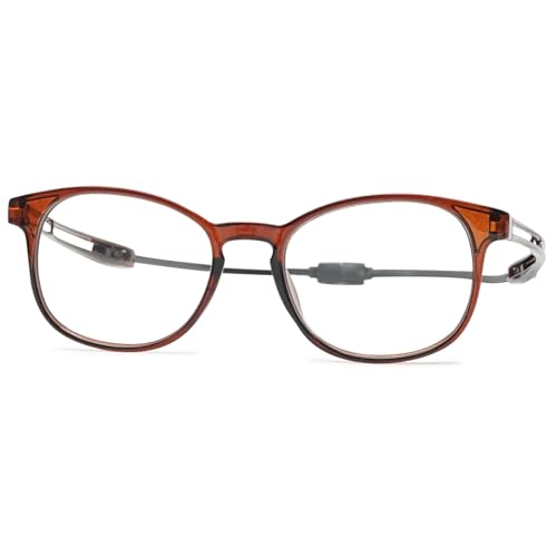 ALKAHE Rechteck Lesebrille mit Magnetverschluss Outdoors Magnetbrille - Leicht Damen Herren Lesehilfe Sehhilfe Blaulichtfilter Brille mit Magnet Einstellbare Bügel Dunkelbraun Brille 2.0 von ALKAHE