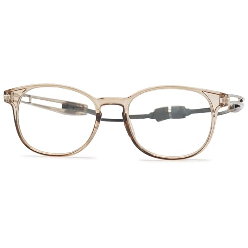 ALKAHE Rechteck Lesebrille mit Magnetverschluss Outdoors Magnetbrille - Leicht Damen Herren Lesehilfe Sehhilfe Blaulichtfilter Brille mit Magnet Einstellbare Bügel Hellbraun Brille 2.0 von ALKAHE
