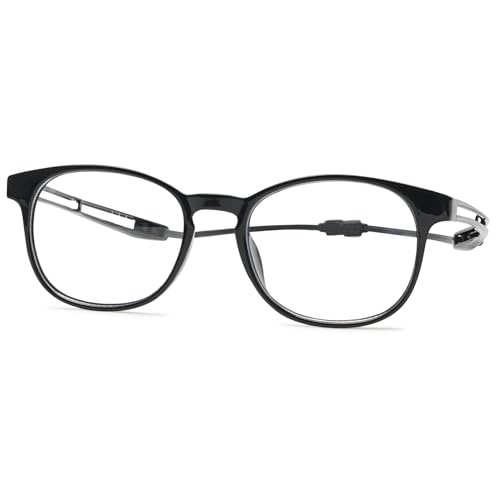 ALKAHE Rechteck Lesebrille mit Magnetverschluss Outdoors Magnetbrille - Leicht Damen Herren Lesehilfe Sehhilfe Blaulichtfilter Brille mit Magnet Einstellbare Bügel Schwarz Brille 3.0 von ALKAHE