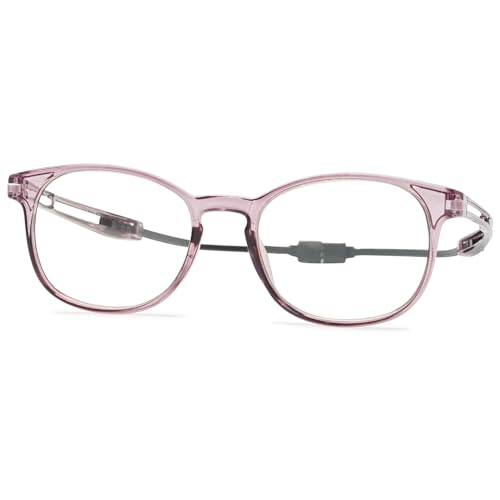 ALKAHE Rechteck Lesebrille mit Magnetverschluss Outdoors Magnetbrille - Leicht Damen Herren Lesehilfe Sehhilfe Blaulichtfilter Brille mit Magnet Einstellbare Bügel Transparent Lila Brille 3.0 von ALKAHE