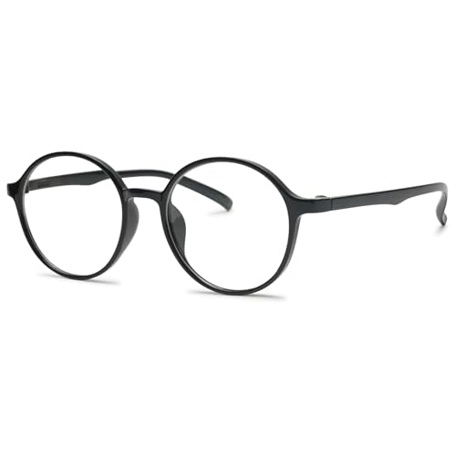 ALKAHE Runde Lesebrille Blaulichtfilter Damen Leicht Dünner Rahmen Computer Lesehilfe Retro Sehhilfe Anti Blaulicht Brille Hellschwarz Rahmen Brille 3.0 von ALKAHE