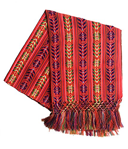 ALKIMIA INC Mexikanischer handgefertigter bunter Rebozo-Schal, Orange/Abendrot im Zickzackmuster (Sunset Chevron) von ALKIMIA INC