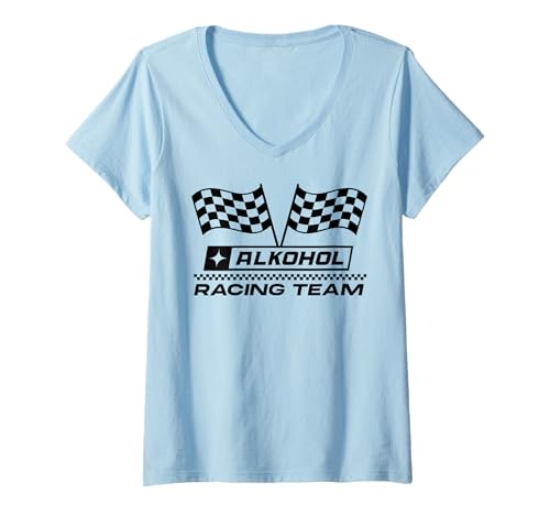 Damen Alkohol Racing Team X Lecker Bierchen Bier & Autorennen T-Shirt mit V-Ausschnitt Damen Alkohol Racing Team X Lecker Bierchen Bier & Autorennen T-Shirt mit V-Ausschnitt von ALKOHOL RACING TEAM X Bierliebhaber Bier & Auto